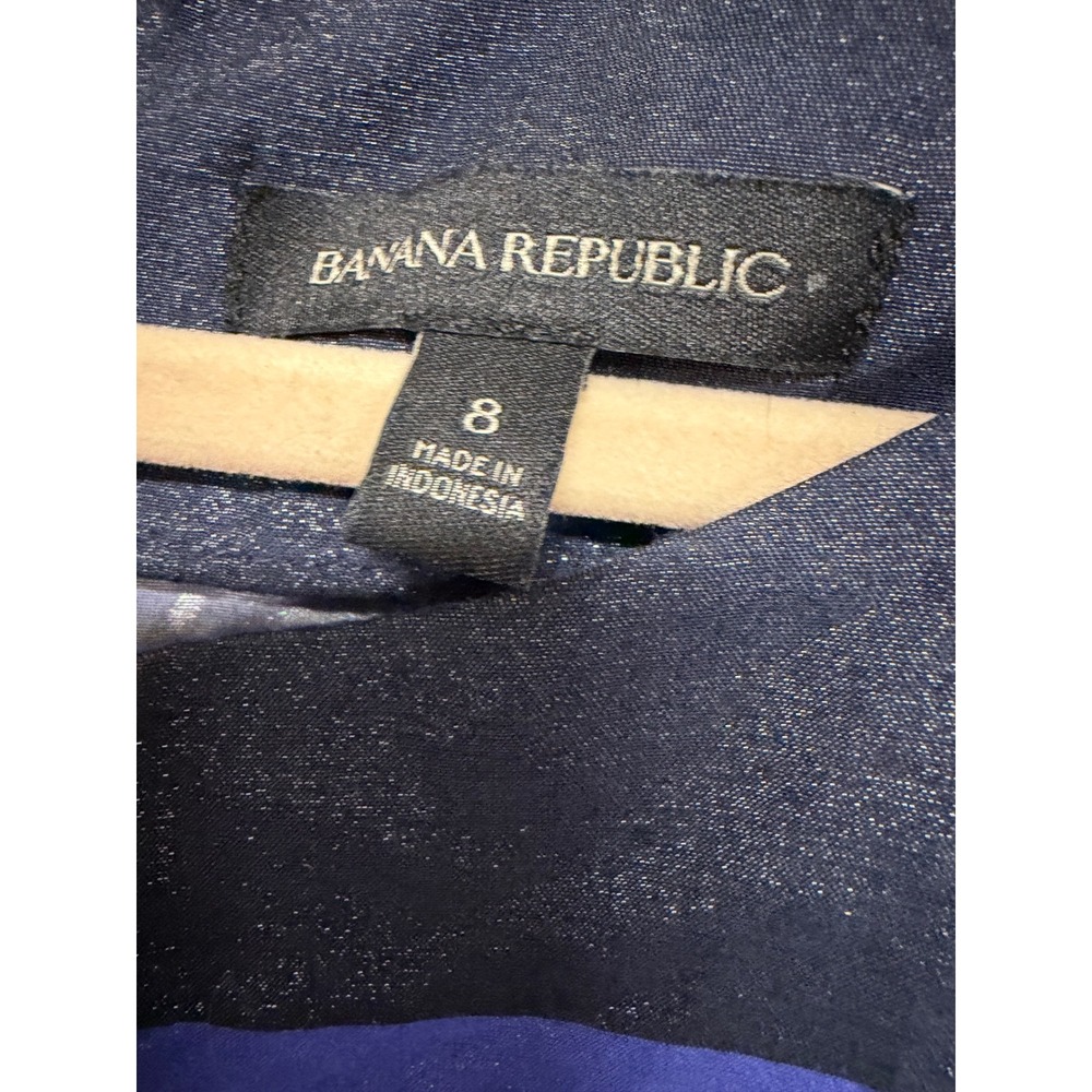 Banana Republic Size 8 Blue Black Stripe Peplum Top Sleeveless Party Blouse - Picture 5 of 6